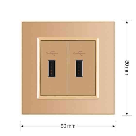 Розетка подвійна USB з блоком живлення Livolo золото скло (VL-C792U-13) Коломыя