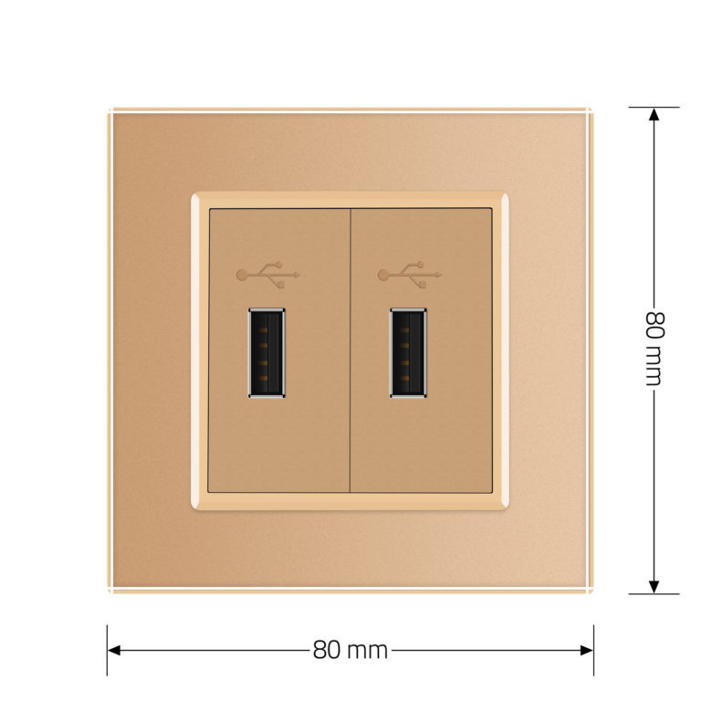 Розетка подвійна USB з блоком живлення Livolo золото скло (VL-C792U-13) Коломыя - изображение 6