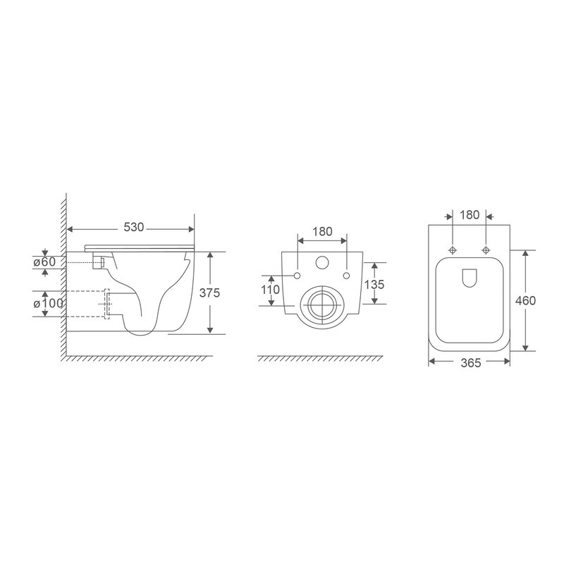 Унітаз підвісний Mixxus Premium Diverse-0301-T1 530x365x373mm, система змиву Tornado 1.0 (MP6477) Київ - фото 3