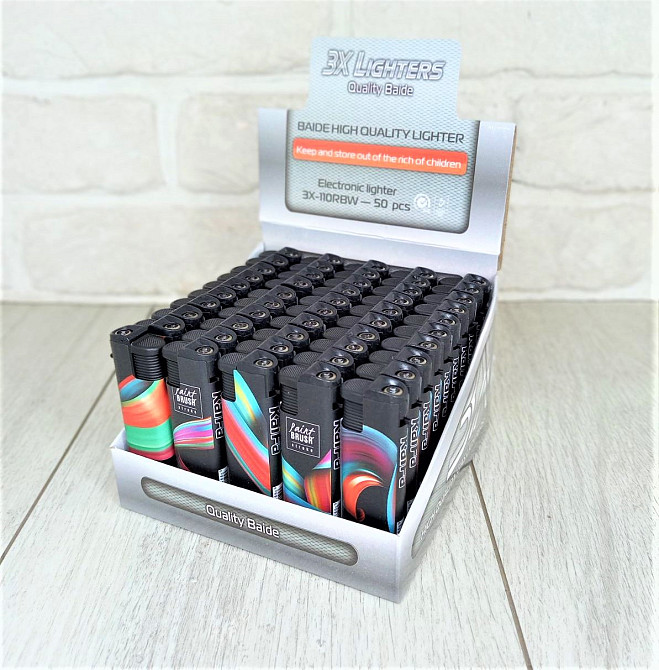 Зажигалка турбо-пламя Еlectronik 3X-110 Микс цвета уп/50шт Харьков - изображение 1