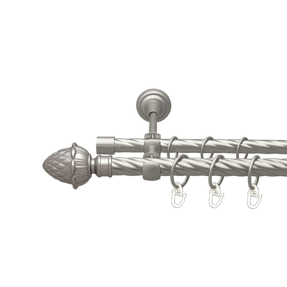 Карниз Orvit Цинара металевий дворядний відкритий скручена труба кільце металеве Сатин 19\16 мм 160 см (00-00023154) Львів - фото 1