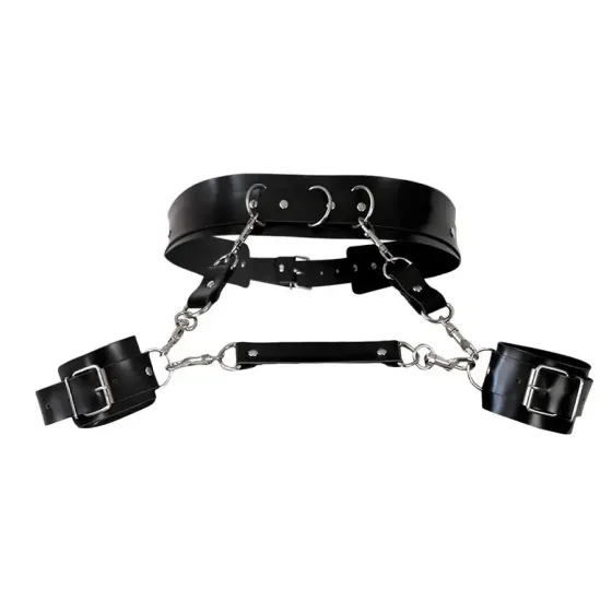 Шкіряний пояс із наручниками Art of Sex - Kasta, Чорний L-2XL Львів