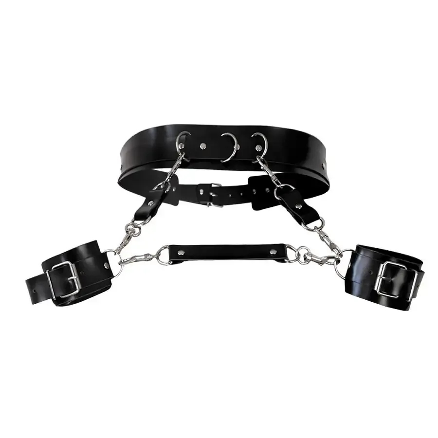 Шкіряний пояс із наручниками Art of Sex - Kasta, Чорний L-2XL Львів - фото 1