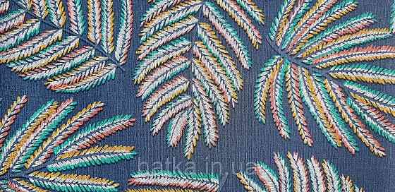 Шпалери вінілові на флізеліні Rasch Clasik 0,53х10 листя гілки яскраві на синьому Київ