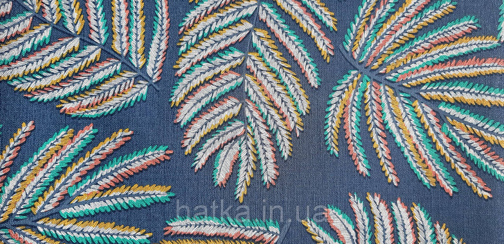 Шпалери вінілові на флізеліні Rasch Clasik 0,53х10 листя гілки яскраві на синьому Київ - фото 1