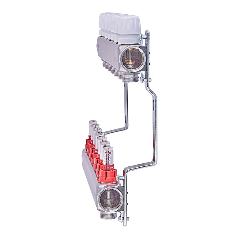 Колекторний блок з витратомірами Nolf NF.2100-07S 1"x7 (корпус нержавіюча сталь) (NF3021) Київ - фото 3