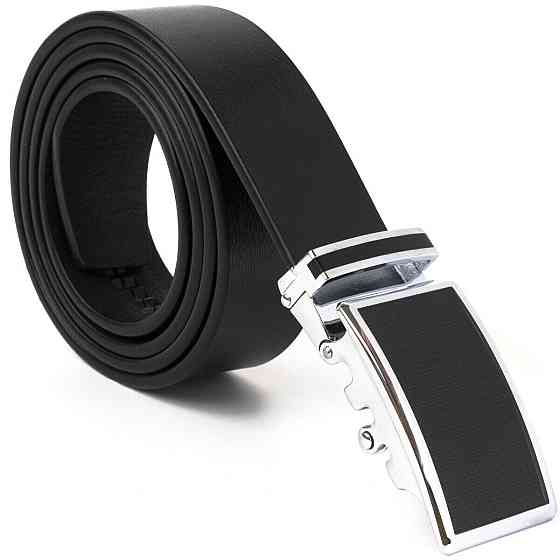 Ремень мужской c матовой черной вставкой на пряжке Vintage 20289 Черный Киев