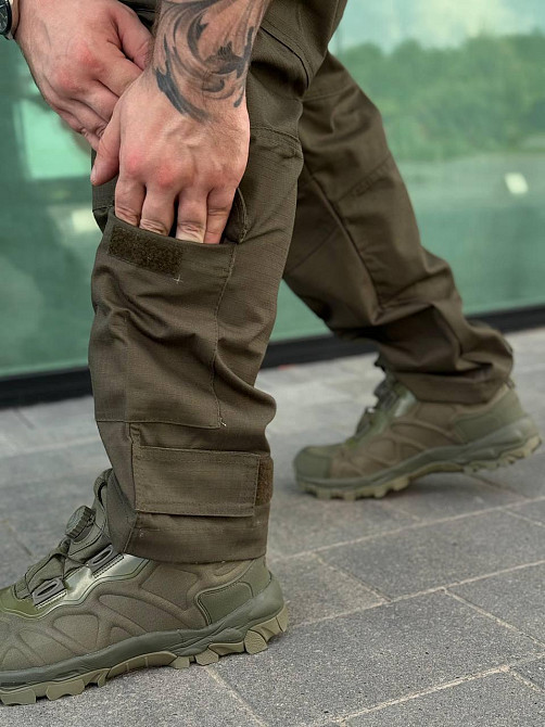 Тактичні військові штани олива ріп-стоп літні ЗСУ, чоловічі бойові армійські штани для штурму Львів - фото 5