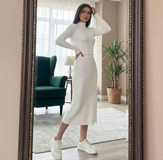 Женский повседневный элегантный комплект двойка турецкая ангора мустанг Молочный Одесса