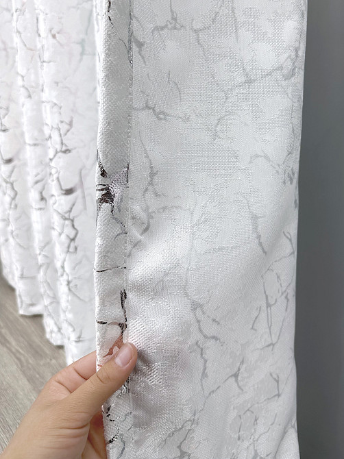 Комплект готових штор VR-Textil Льон мармур Royal Touch № 2009ш Білий 200х270 см 2 шт (32-483) Київ - фото 7