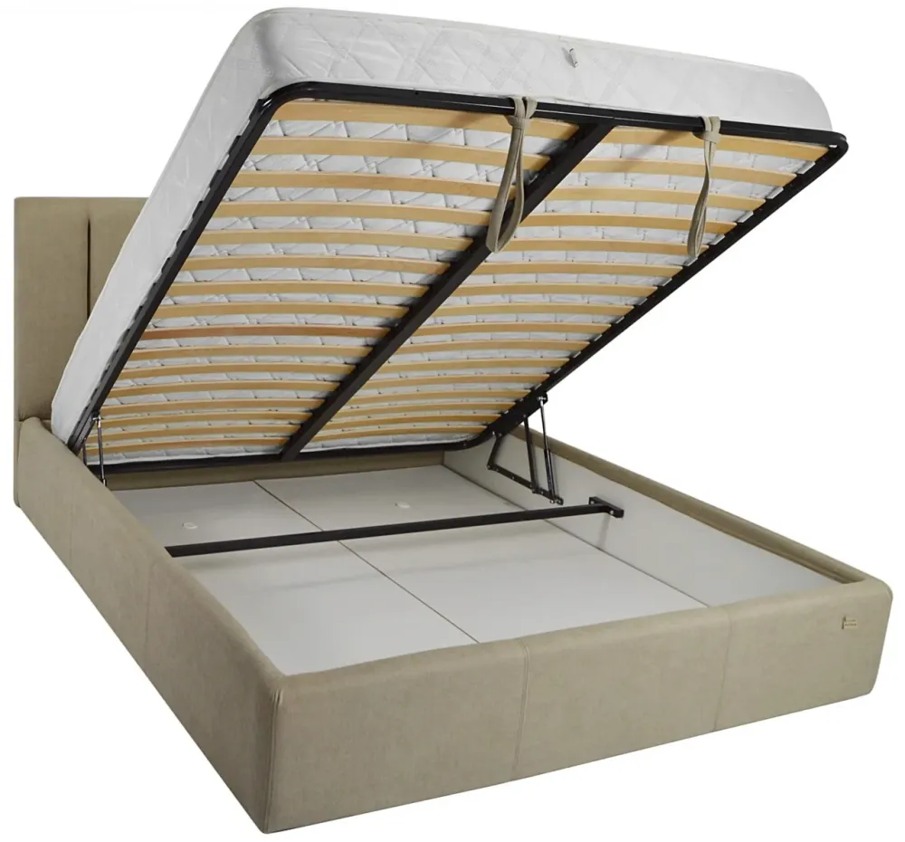 Ліжко Двоспальне Sanam Comfort 180 х 190 см Fibril 10 З підйомним механізмом та нішою для білизни Темно-бежевий Київ - фото 4