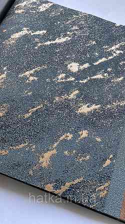 Шпалери вінілові на флізеліні Marburg Lava метрові під штукатурку темно-бірюзові із золотом Київ