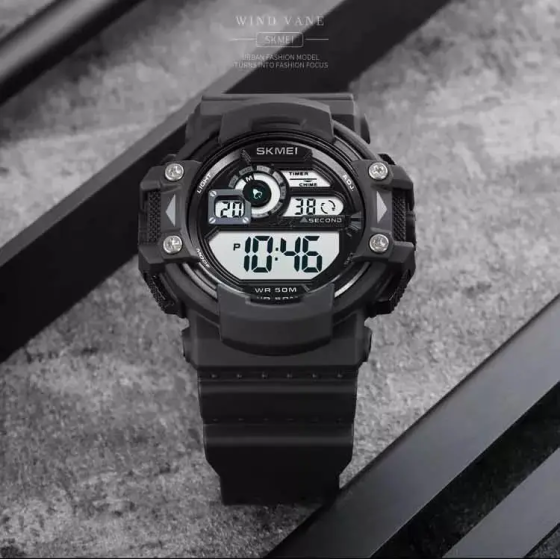 Чоловічий спортивний наручний годинник Skmei 1778 (Чорний з білим циферблатом) Київ