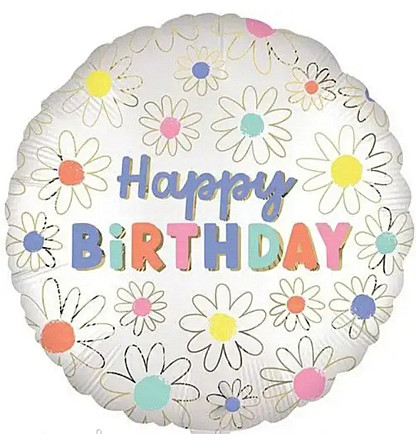 Фольговані куля happy birthday ромашки 18" 45см Київ - фото 1
