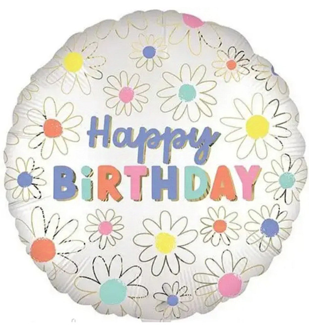Фольгированный шар happy birthday ромашки 18