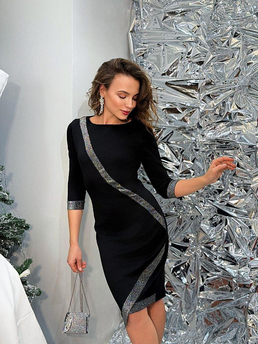 Жіноча святкова вечірня мініплаття з блискучим оздобленням 46-48 Одеса - фото 2