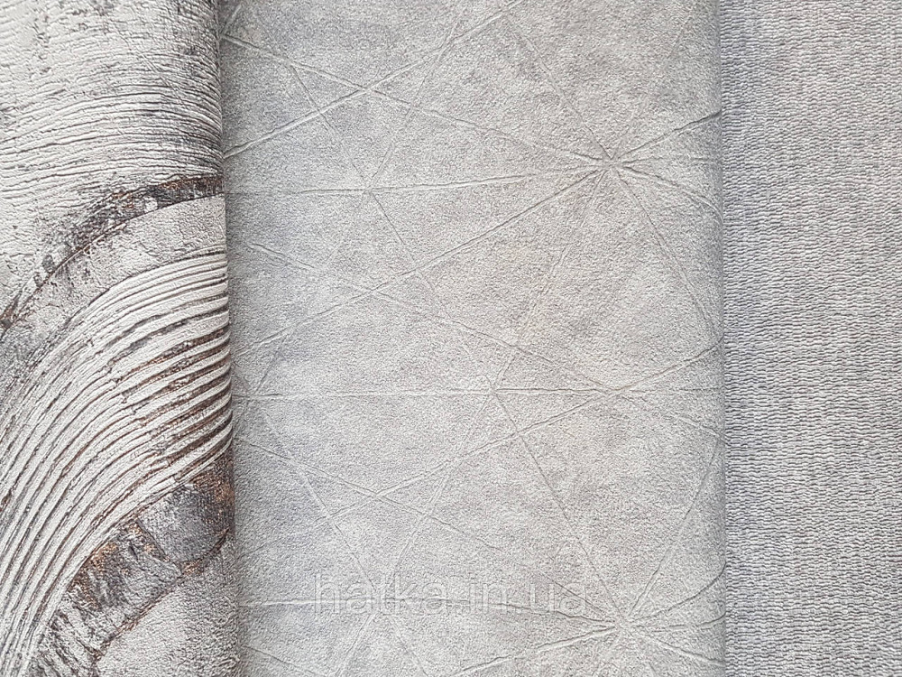 Шпалери вінілові на флізелін Rasch Composition 0,53х10 геометрія смуги фігури під штукатурку сірі з сріблом Київ - фото 4