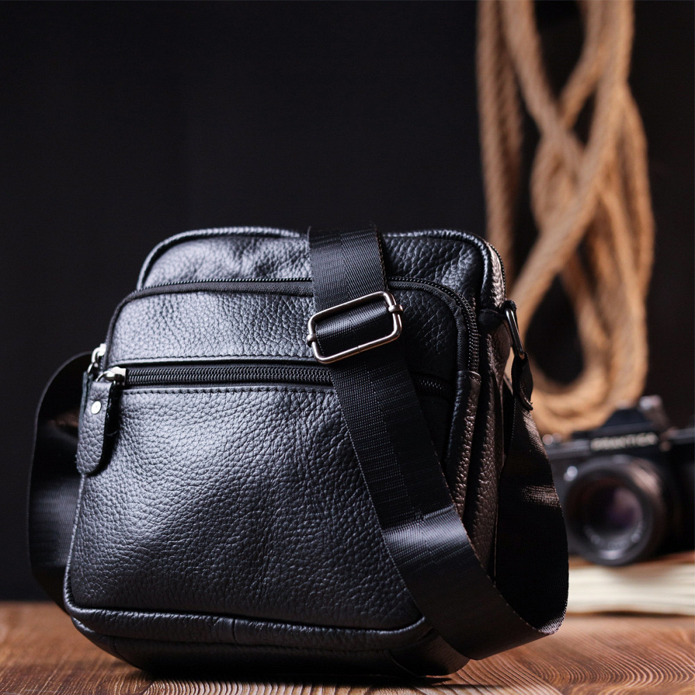 Сумка чоловіча Vintage 20678 шкіряна Чорний Київ - фото 9