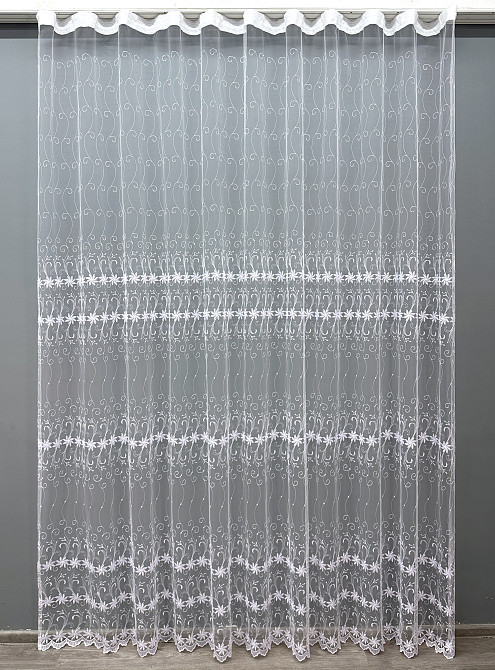 Тюль фатин з вишивкою колір холодний білий 1729т Київ - фото 8