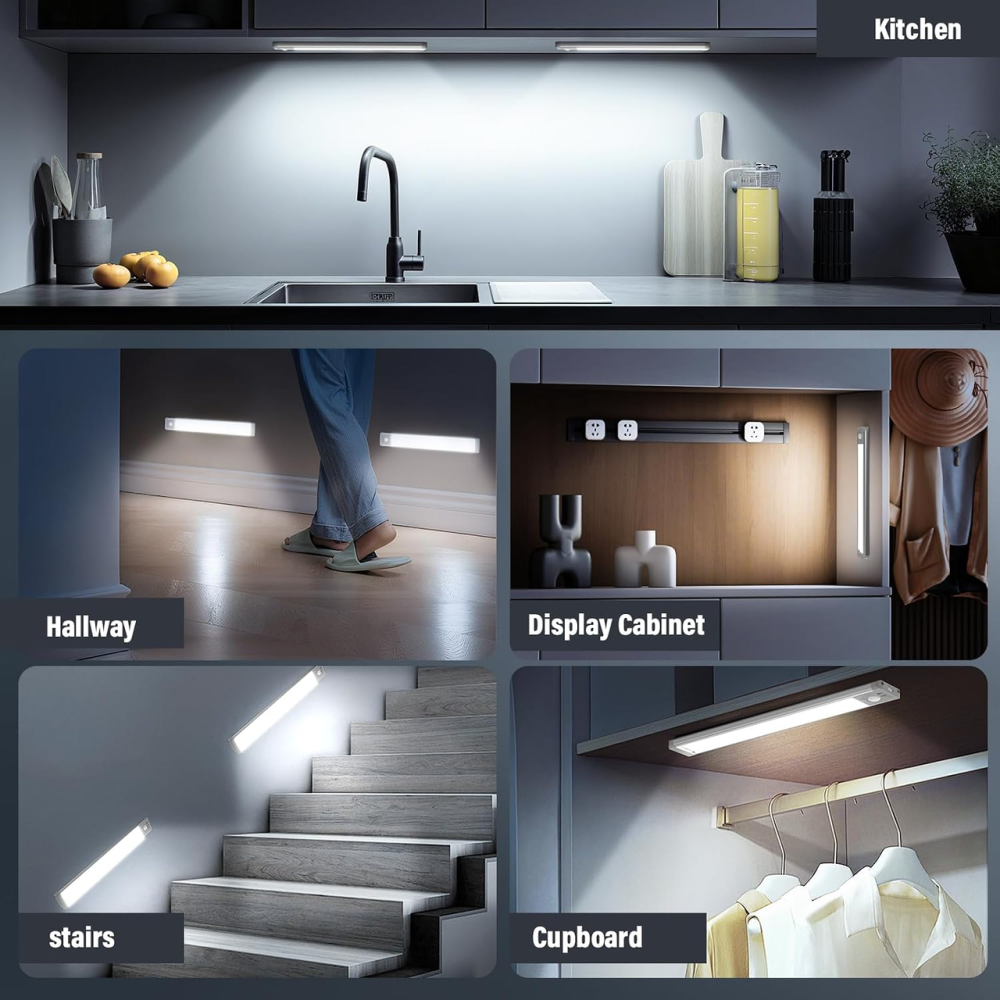 Акумуляторні LED-світильники Bilonly 25 см 2 шт., 40 LED, датчик руху 120°, 1800 мАг, USB-C, 5 рівнів яскравості Київ - фото 8
