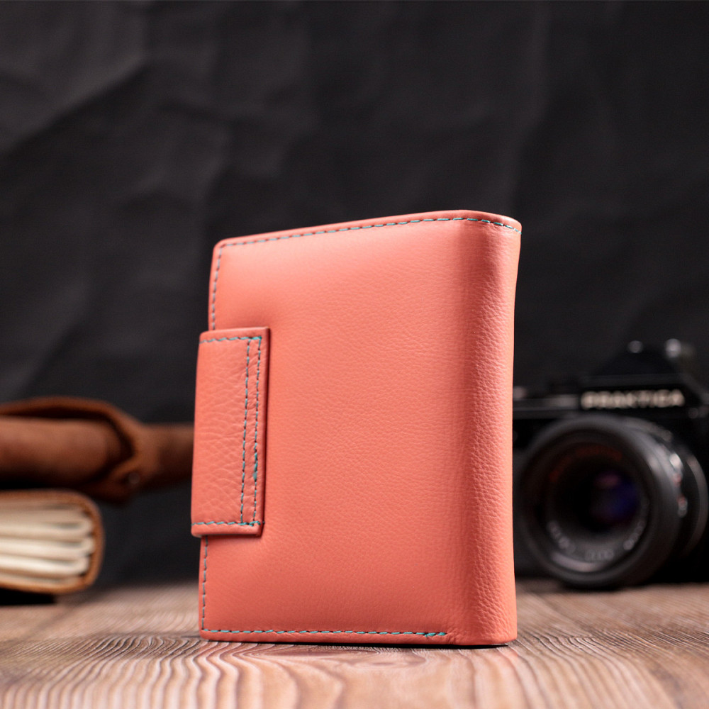 Кошелек из натуральной кожи для женщин с интересной монетницей ST Leather 19447 Оранжевый Киев - изображение 2