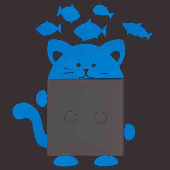 Люмінесцентна наклейка Кіт з рибками 10 на 10 см блакитний Київ