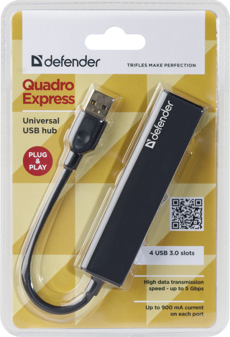 Хаб USB 3.0 -> 4xUSB 3.0 Black Defender Винница - изображение 3