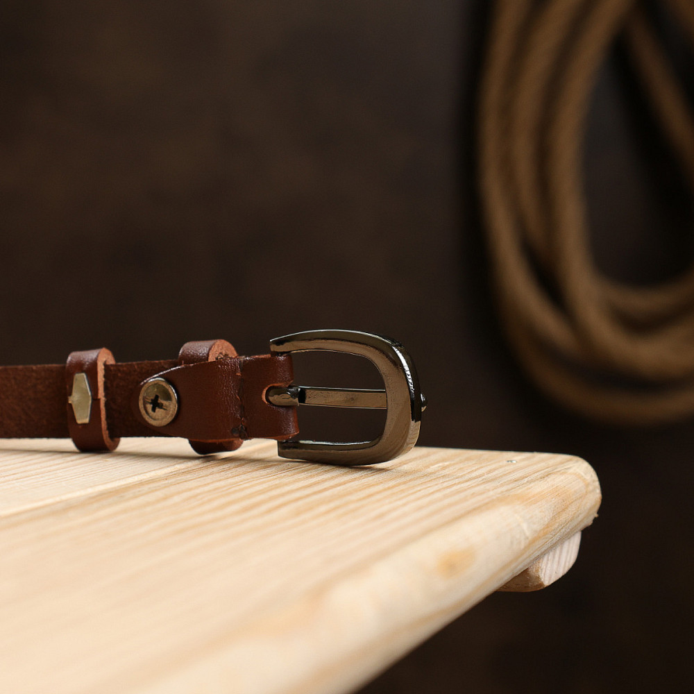 Гладкий кожаный женский ремень Vintage 20758 Коричневый Киев - изображение 9