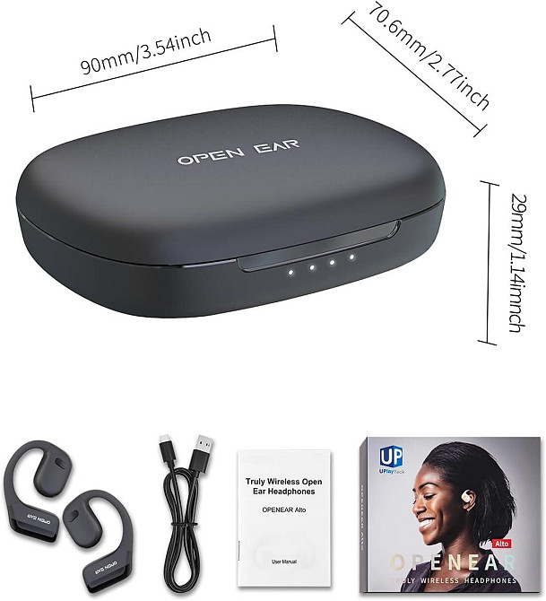 Навушники безпровідні відкритого типу водонепроникні Open Ear Bluetooth 5.3 IPX5 бездротові для бігу, спорту, фітнесу ENC мікрофон Київ - фото 9