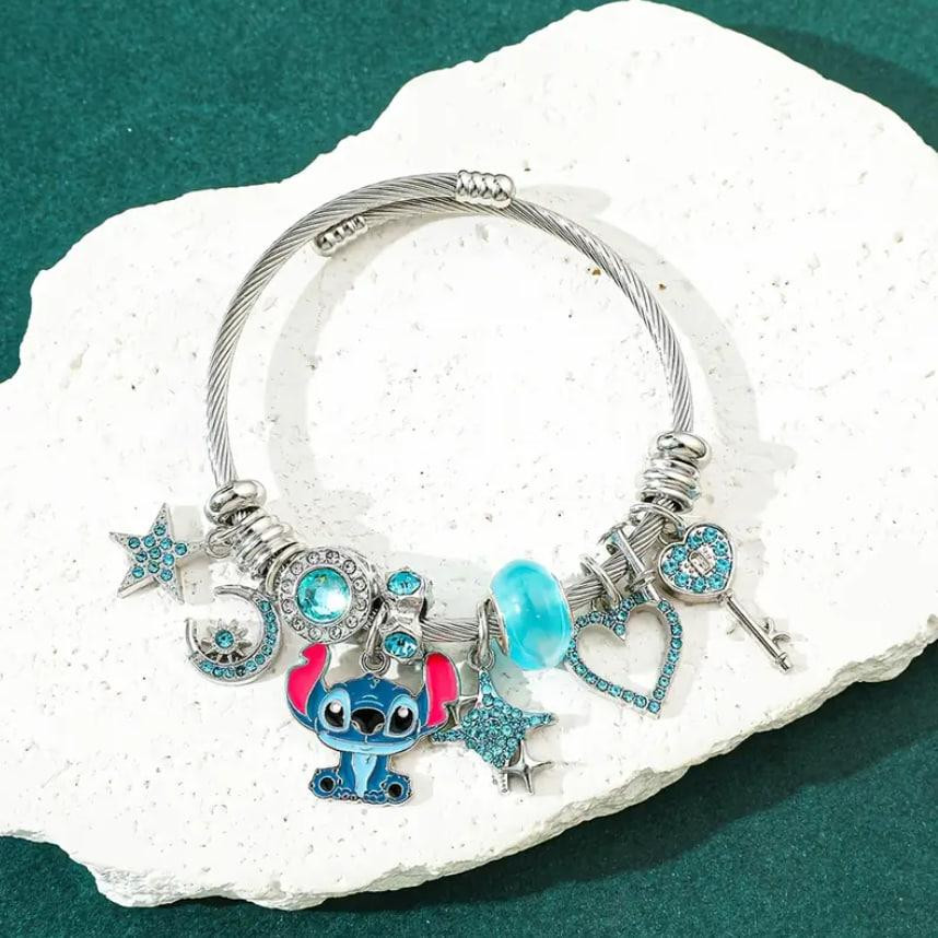 Браслет Стич с шармами и кристаллами |Браслет из цинкового сплава, голубой Киев - изображение 3