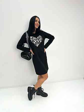 Теплое платье с принтом Romance 42-44, Черный Киев