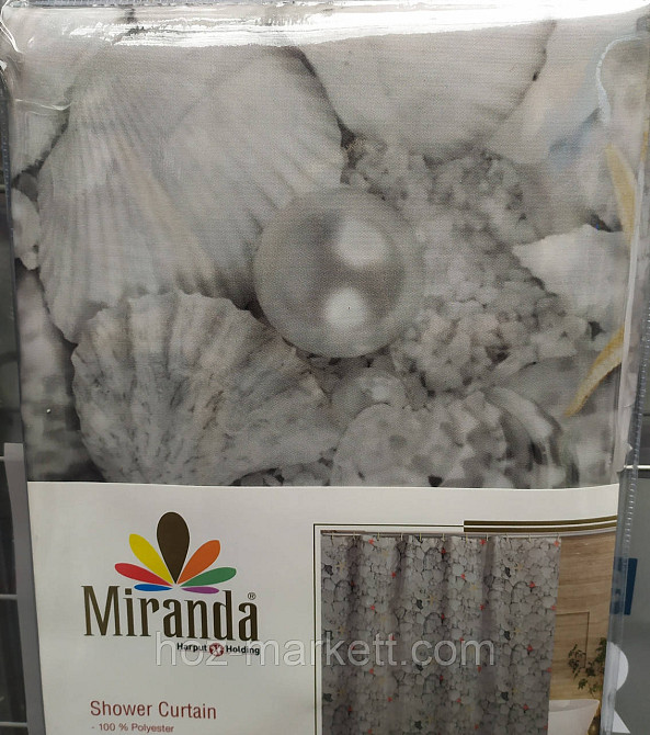 Штора для душа тканевая миранда Rearl 180 х 200 см серая Харьков - изображение 2