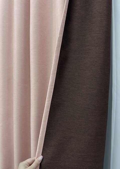 Комплект готовых штор VR-Textil Блэкаут двусторонний Eclipsе № 1793ш Пудровый 150х270 см 2 шт (33-0770) Киев - изображение 8