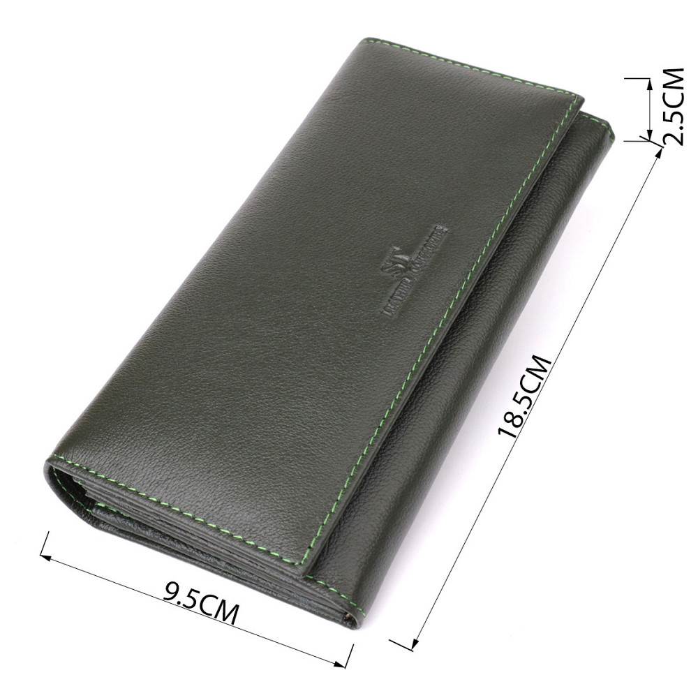 Горизонтальный кошелек у два сложения из натуральной кожи ST Leather 23067 Зеленый Киев - изображение 10