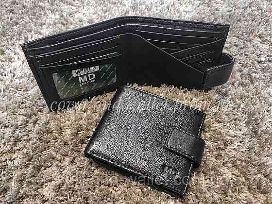 Кожаный мужской кошелек на магнитной фиксации двойного сложения MD Leather 128 Киев