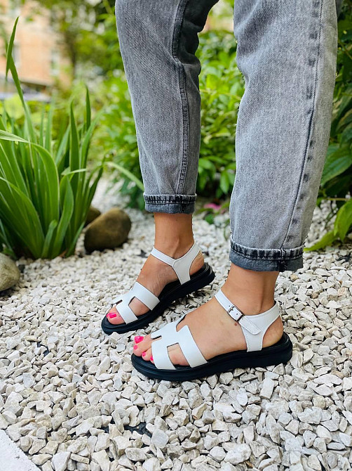 Mermaid Босоніжки жіночі білі Mermaid 514 літні з натуральної шкіри / Шкіряні босоніжки на низь Коломыя - изображение 2