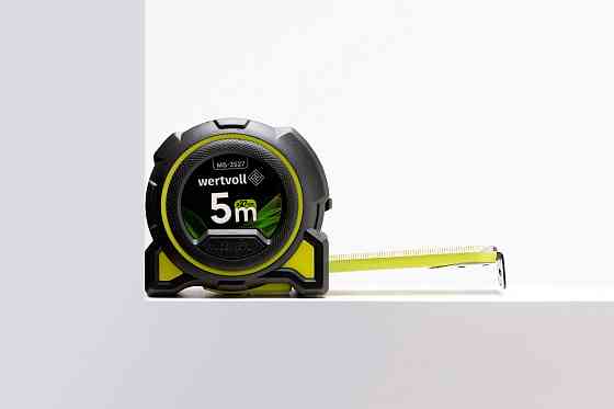 WERTVOLL Рулетка WERTVOLL 5 м×27 мм фіксатор полотна кнопка STOP покриття TPR нейлонове покритт Киев