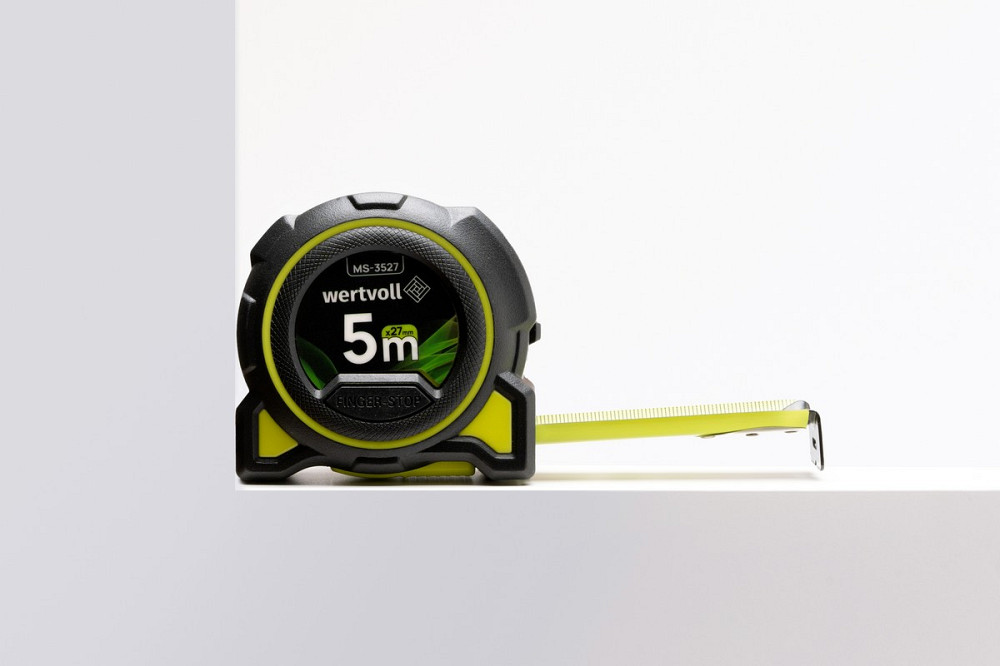 WERTVOLL Рулетка WERTVOLL 5 м×27 мм фіксатор полотна кнопка STOP покриття TPR нейлонове покритт Київ - фото 5