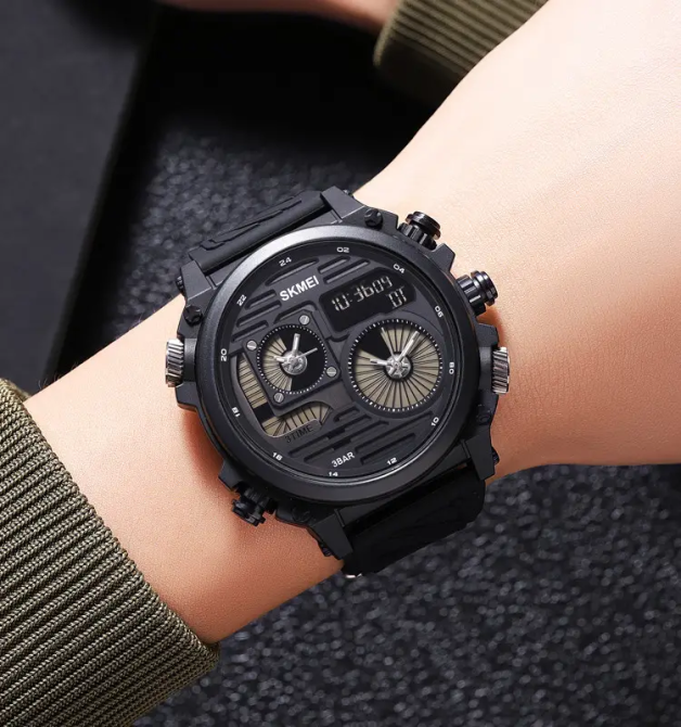 Годинник чоловічий наручний спортивний Skmei 2202 (Чорний силіконовий ремінець) Київ - фото 9