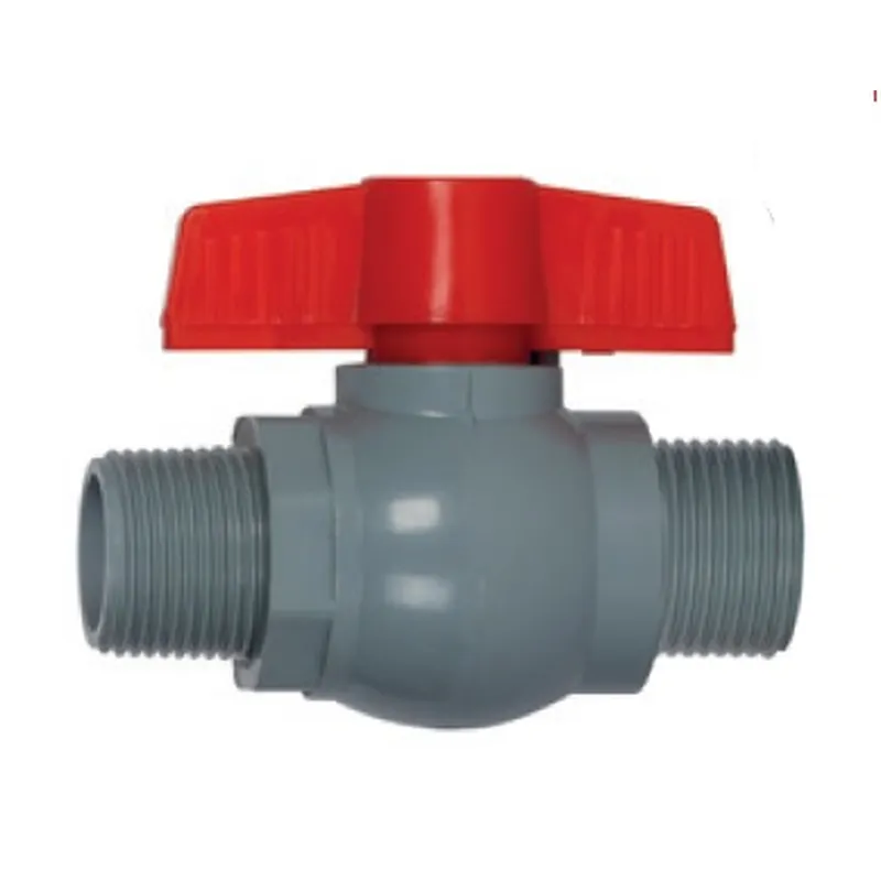 Кран кульовий PLAMIX PVN-1/2" MM PVC, ручка "метелик" (grey+red) (PM0704) Київ - фото 1