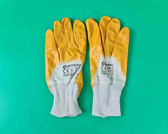 Господарські рукавички Залита Нітрил жовтий No10 "Intertool" (12 пар) Харків