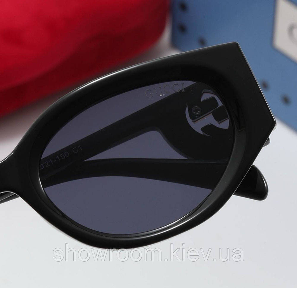 Жіночі брендові сонцезахисні окуляри GG (2323) чорні Київ - фото 2