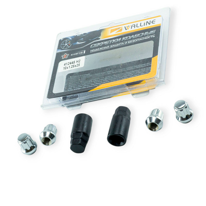 Гайка хром 10х25 (ш 1,25) конус закр, секретки (2ключа)(4шт) Таврія колісна Мукачево - фото 1