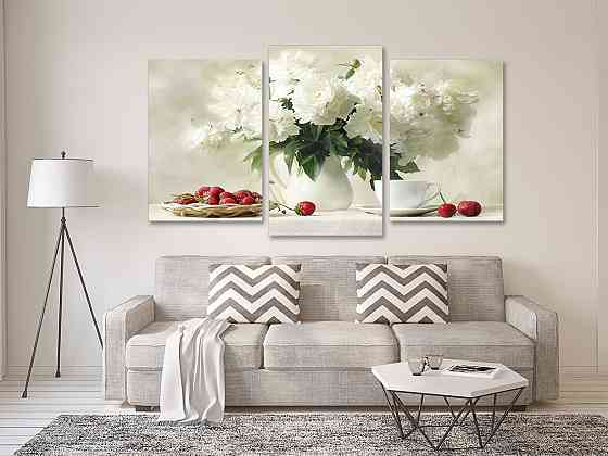 Модульная картина в гостиную / спальню Білі піони у вазі Art-695_3 Киев