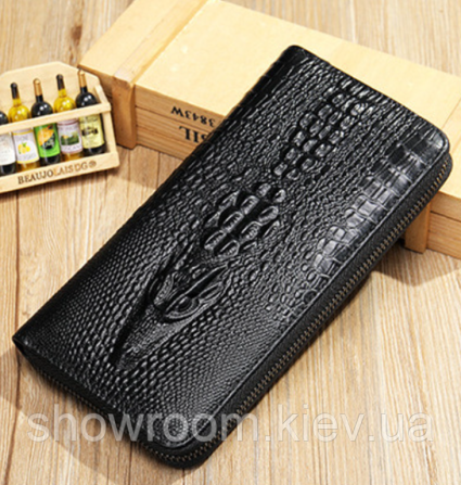 Чоловічий шкіряний гаманець на блискавці Leather Collection (9077) Київ - photo 2