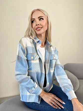 Жіноча тепла сорочка "Elba" оптом | Розпродаж моделі 46-48, Блакитний + сірий Київ