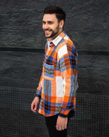 Сорочка чоловіча байка Синьо-жовтогарячій M Харків