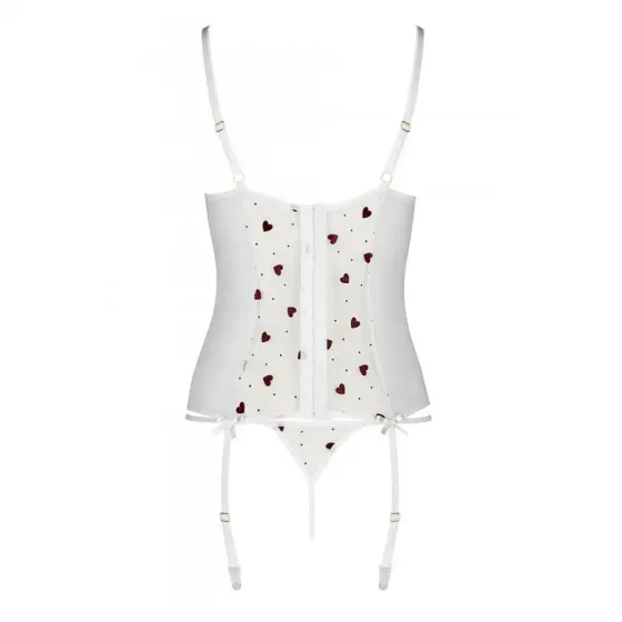 Корсет з підв'язками, стрінги Passion LOVELIA CORSET XXL/XXXL, white Львів