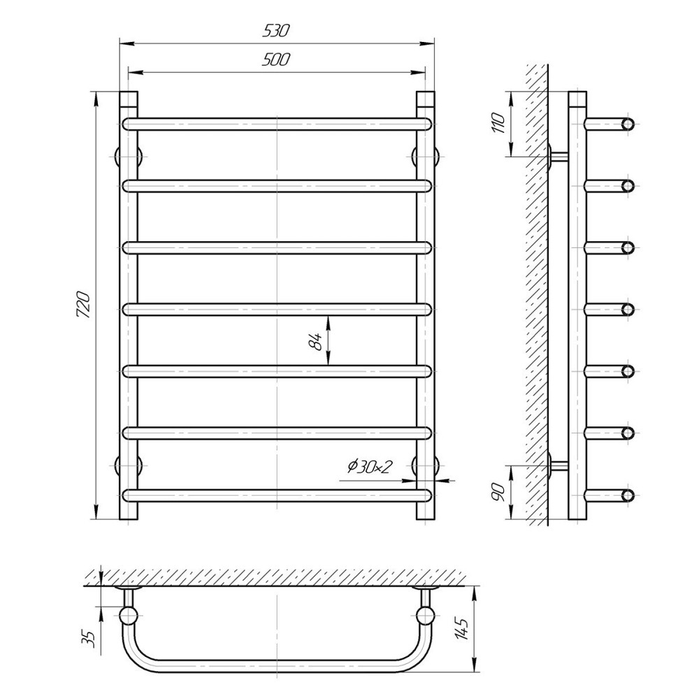 Водяной полотенцесушитель Laris Стандарт П7 500x700 Киев - изображение 5