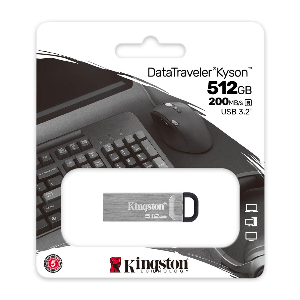 Flash Drives Kingston DataTraveler Kyson 512GB USB 3.2 (DTKN/512GB) Silver/Black (6994504) Киев - изображение 3
